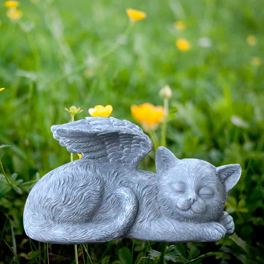 Dog Sleeping Angel Wings Memorial Statue Souvenir Grave Marker Figurine.