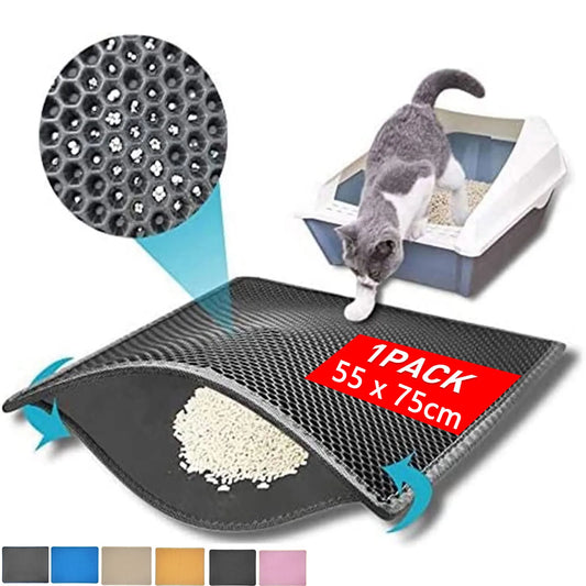 Pet Cat Litter Mat Waterproof Double Layer EVA Foldable Cat Litter Trapping Pet Carpet .