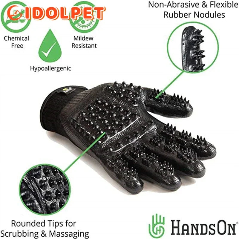 Pet Grooming Gloves Shedding Bathing Hair Remover Gloves .