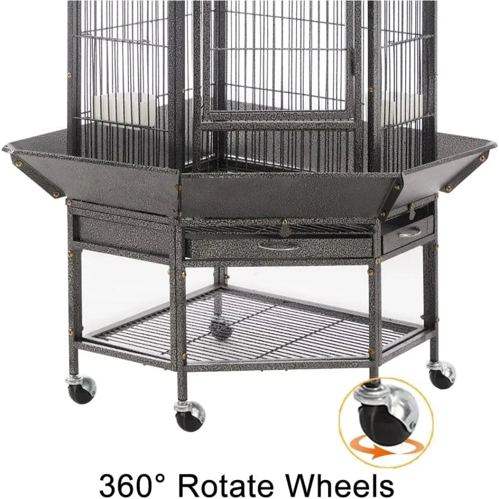 Canary 54’’ Large Corner Bird Cages With Stand and Rolling Wheels