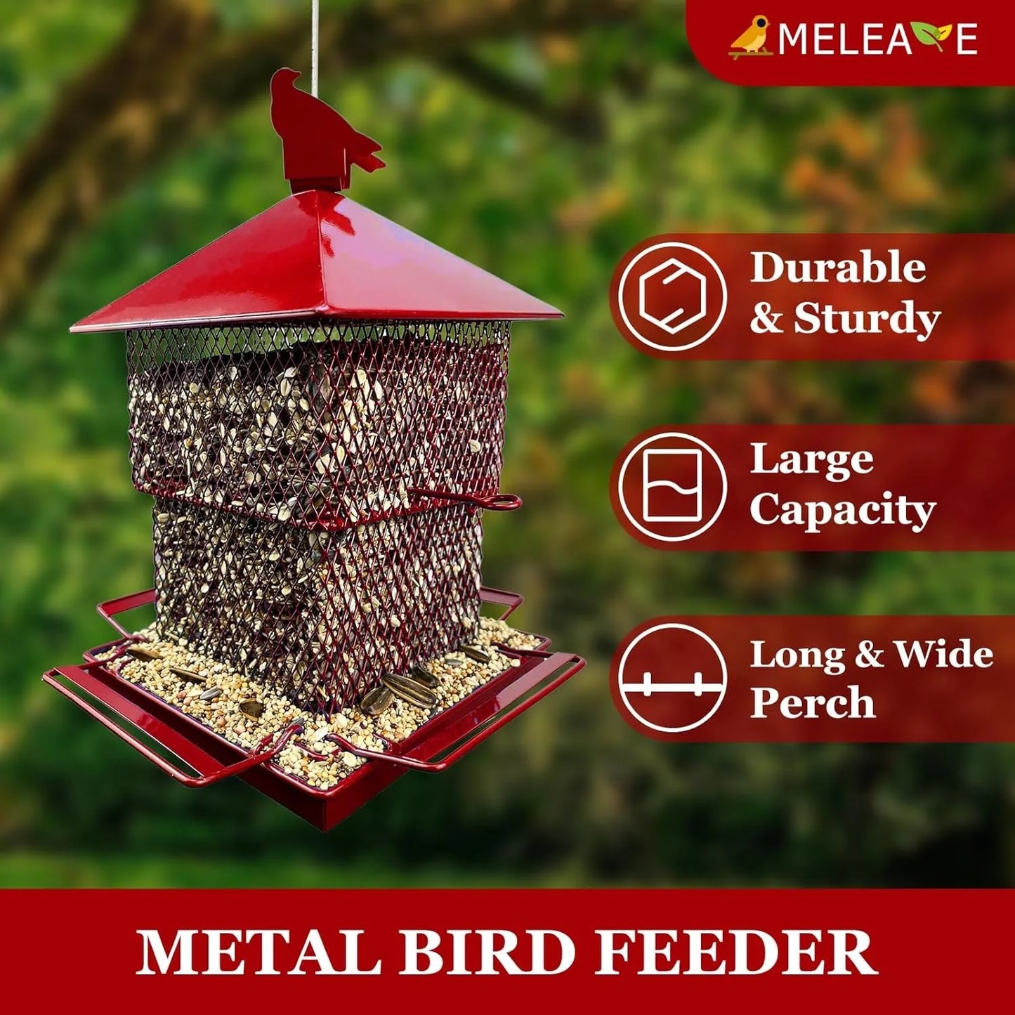 Bird Feeders for Outdoors, 6.5 lbs Large Capacity Metal Mesh Wild Bird Feeder.