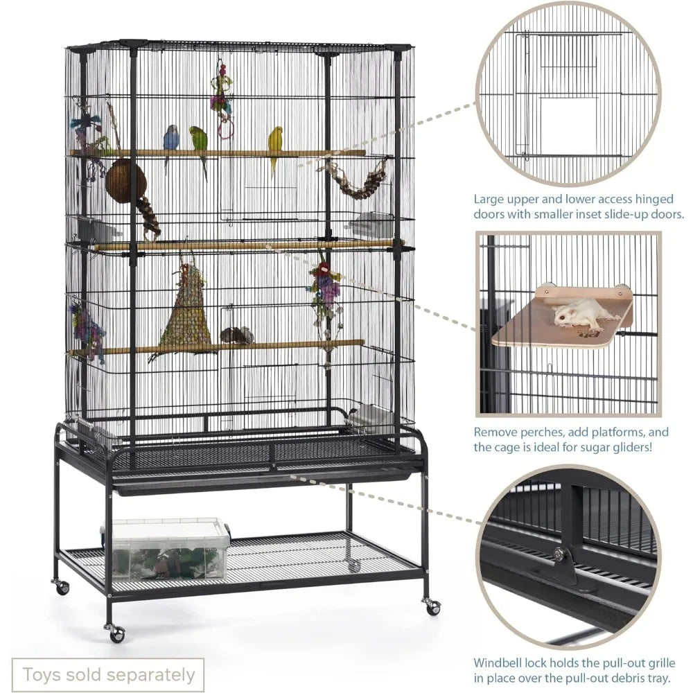 Love Bird Cages for Birds Black Aves Playtop Flight Bird Cage With Stand