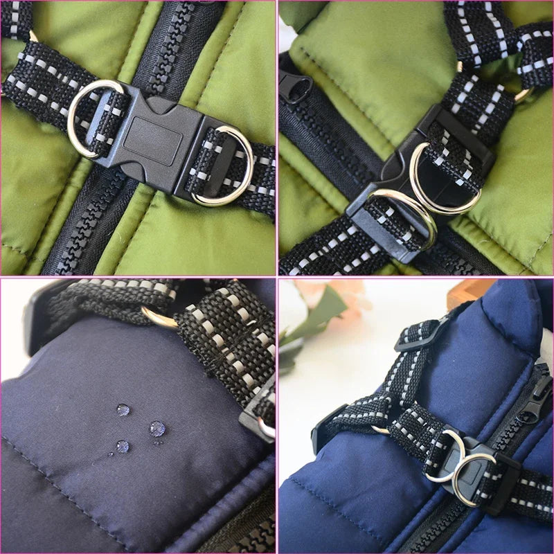 Waterproof Warm Dog Jacket Vest Winter Dog Clothes With Harness Small Large Dogs Chihuahua