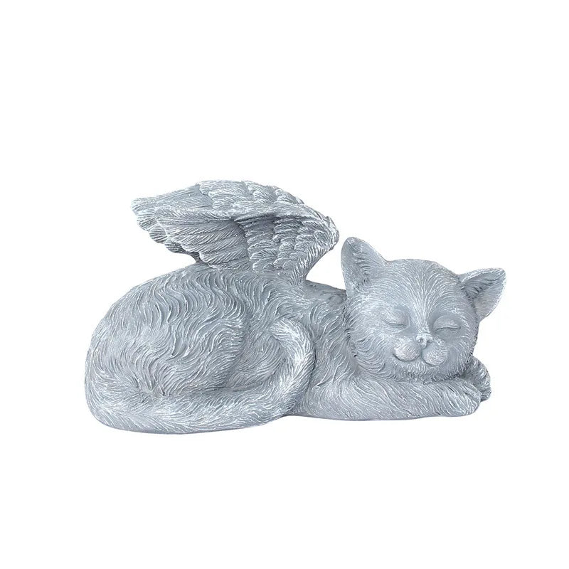 Dog Sleeping Angel Wings Memorial Statue Souvenir Grave Marker Figurine.