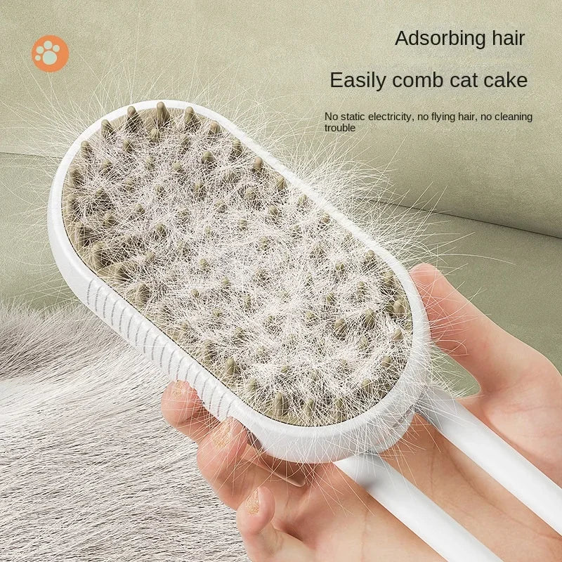 Steamy Dog Brush Electric Spray Cat Hair Brush 3 in1 Dog Steamer Brush.