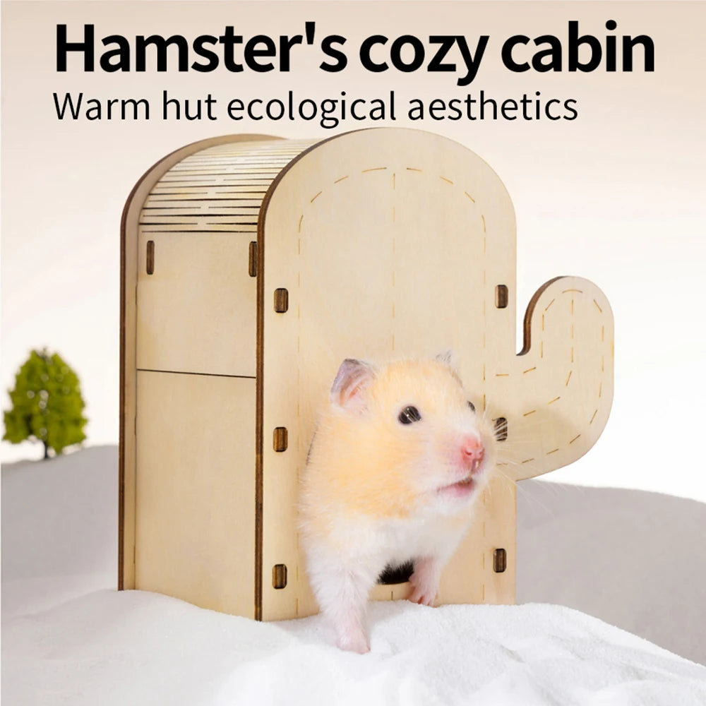 Small Pets Climbing Shelter Toys Rodents Hideout Wooden Nest.