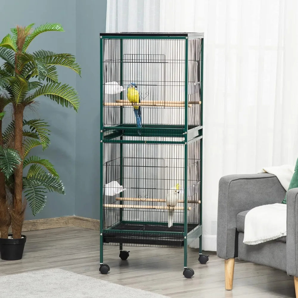 PawHut Large Bird Cage with 1.7 ft. Width for Wingspan, Bird Aviary Indoor.