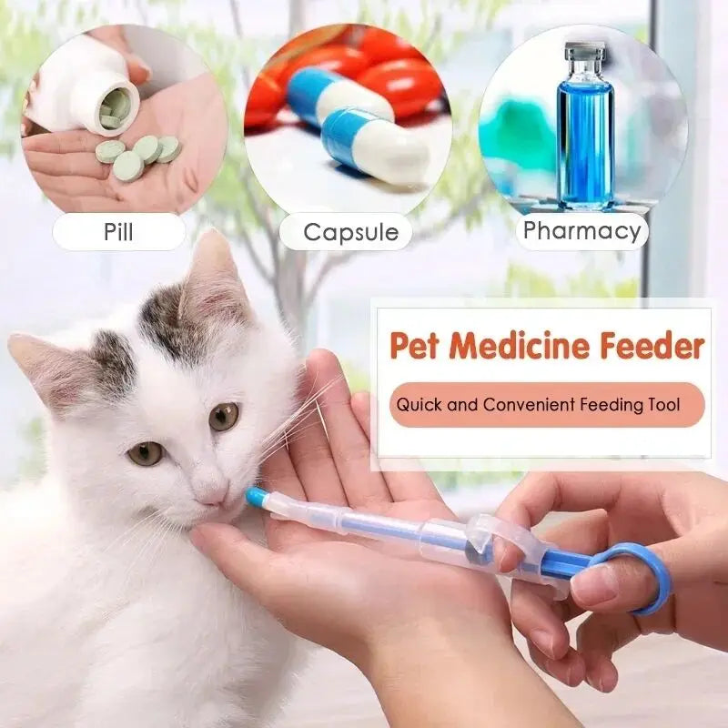 1 Set Pet Medicine Feeder Pills Applicator Cat Dogs Syringe.