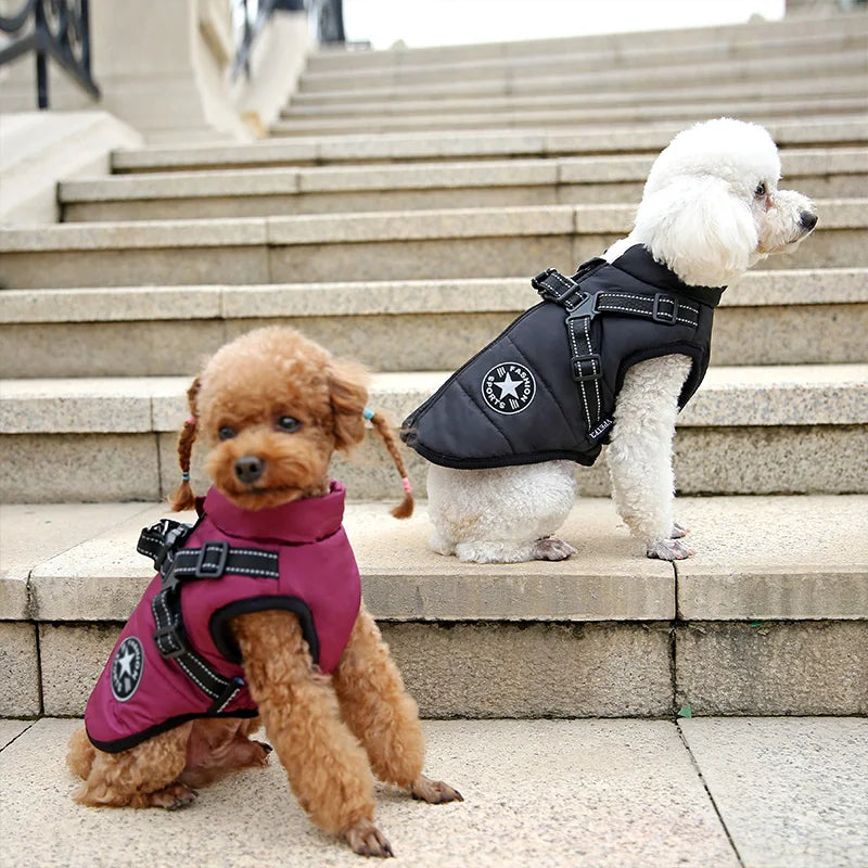 Waterproof Warm Dog Jacket Vest Winter Dog Clothes With Harness Small Large Dogs Chihuahua