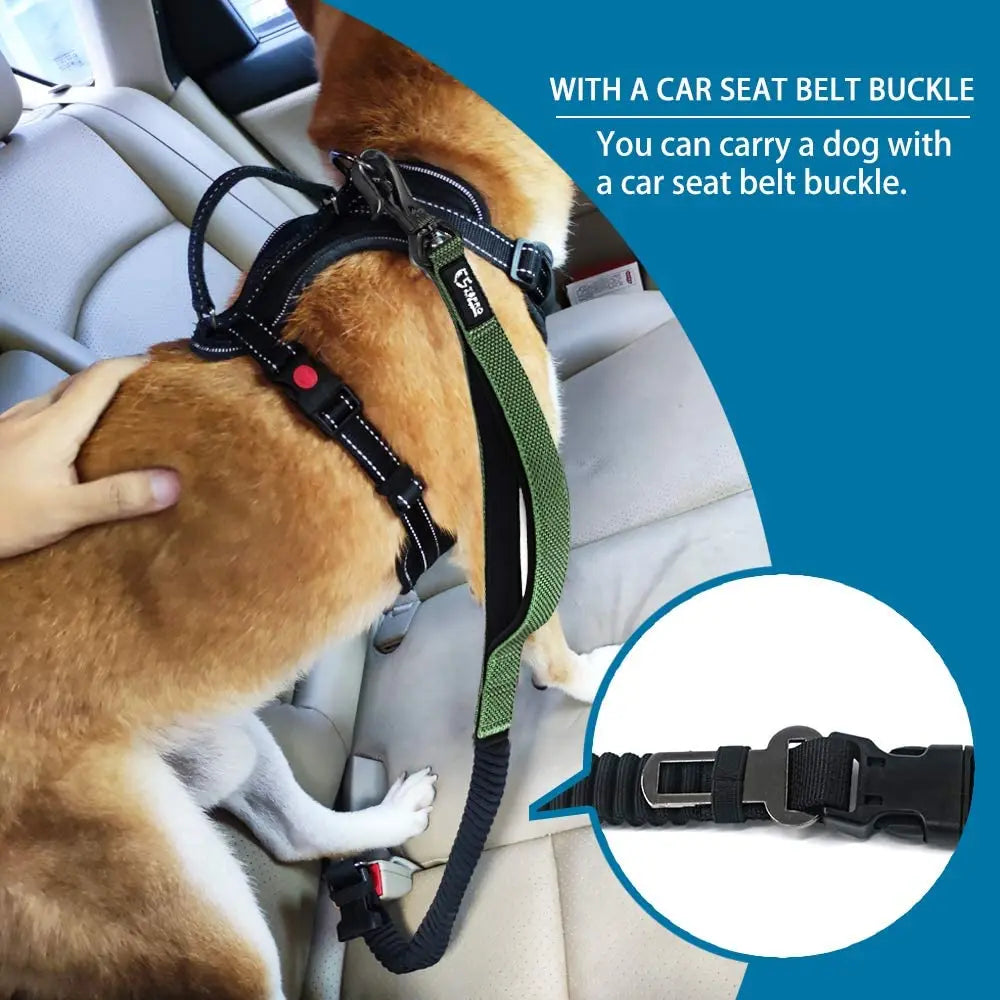 TSPRO Hands Free Dog Leash for Walking Running with Safety Car Seat Belt