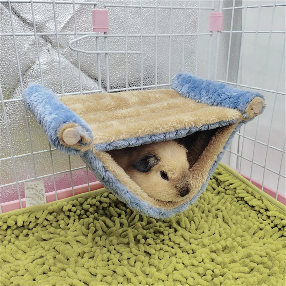 Soft Tricken Plush Hamster Hanging Hammock Cotton Sleeping Bed Hut Tent.