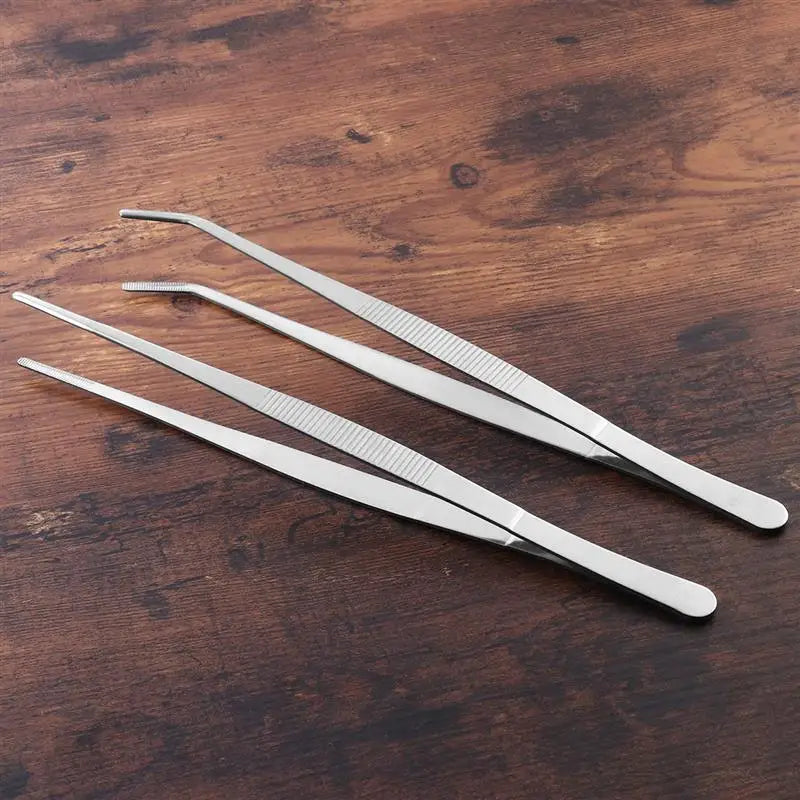 2PCS Bent Tip Tweezers For Reptiles