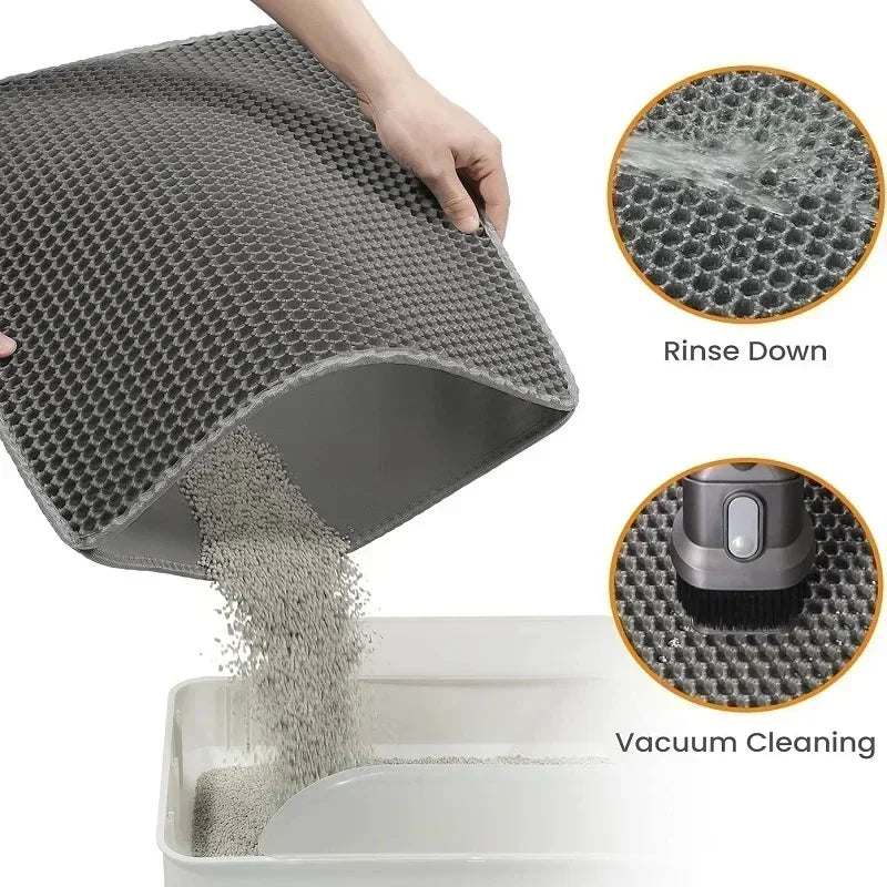 cat accessories Double-layer  Non-slip big Cat Litter Mat Pet Litter Box Filter.