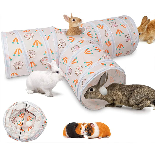 T-shaped Tunnels Tubes Small Animal Tunnel Toys For Rabbits Bunny Guinea Pigs.