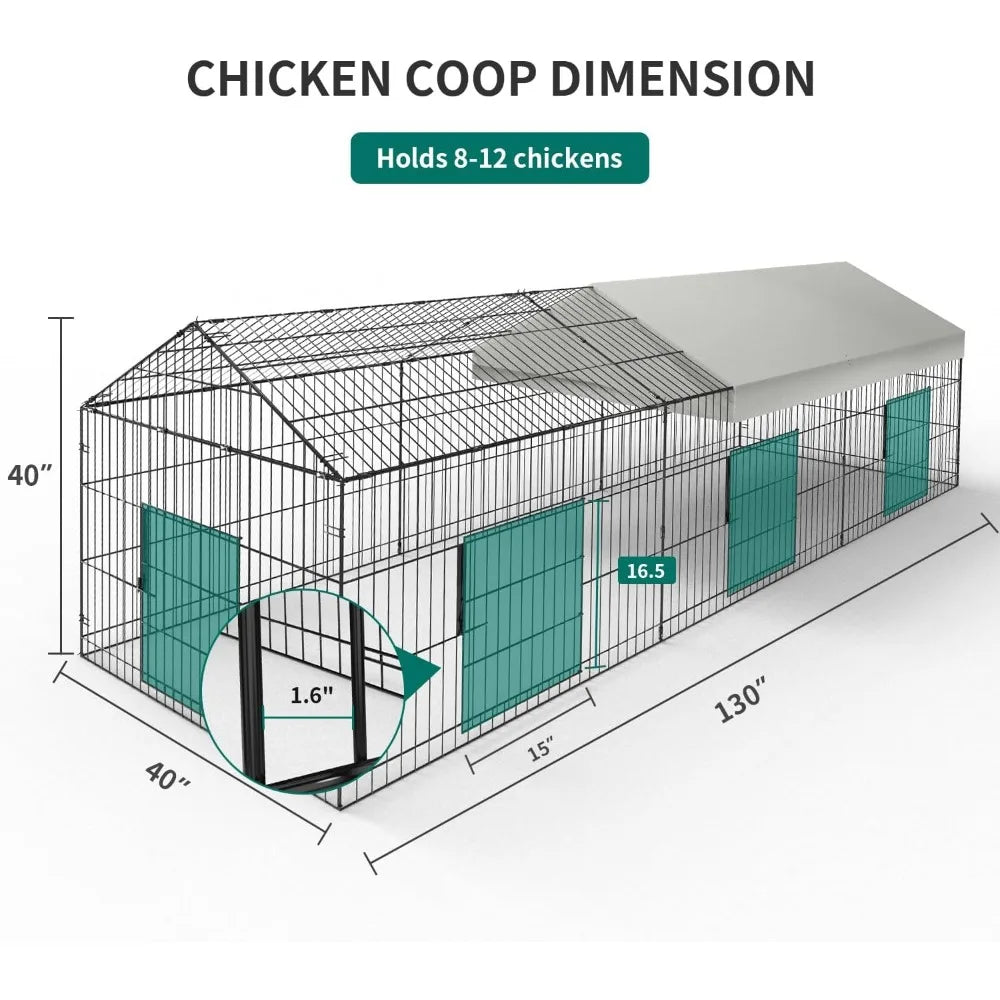 Chicken Coop Chicken Run Pen with Waterproof Cover Outside Portable Chicken Cage