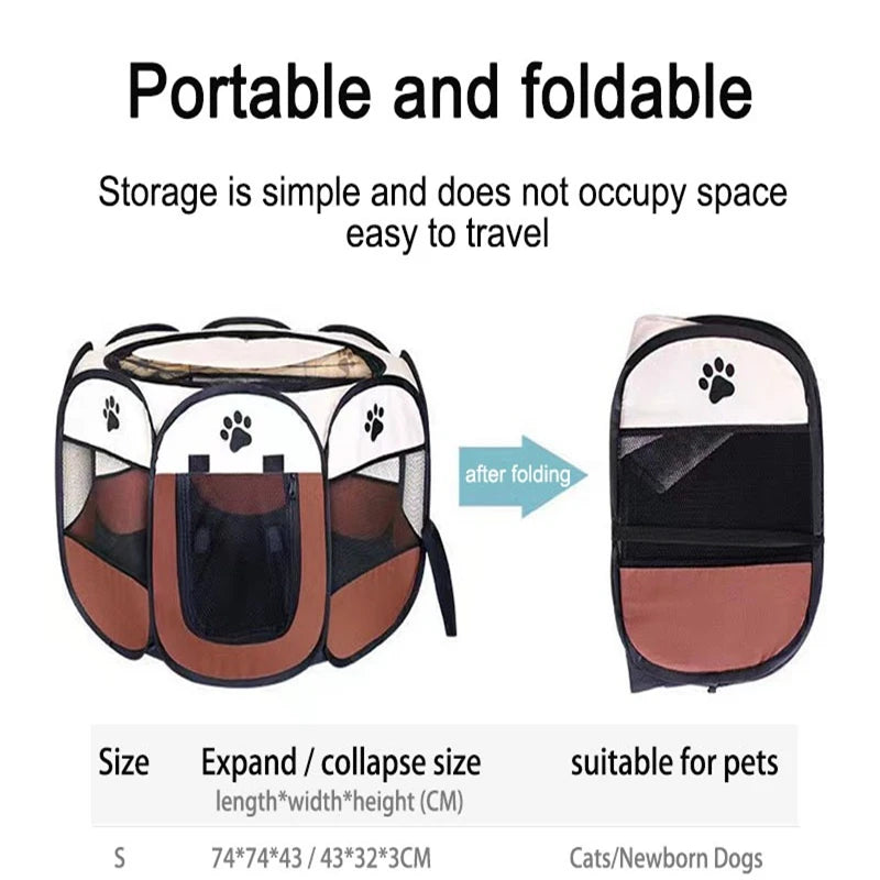 Portable Folding Outdoor Travel Pet Tent Cat/Dog Cage Easy Operation .