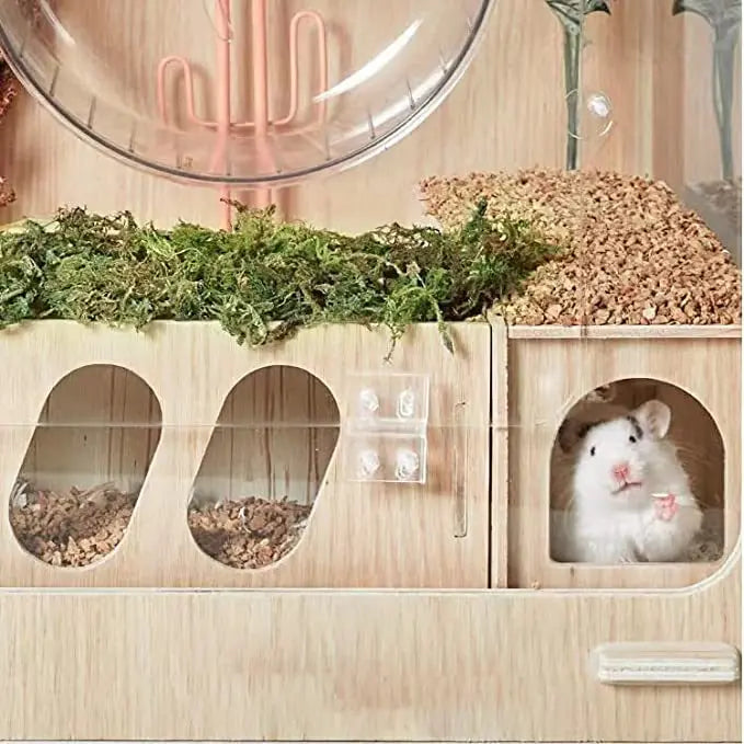 Multipurpose Wooden Hamster Toys Tunnel Escape Toy Hamster Hide House -