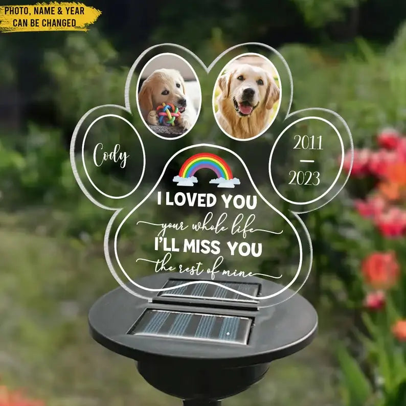 Personalized Pet Memorial Solar Light Custom Dog Photo Grave Decorations.