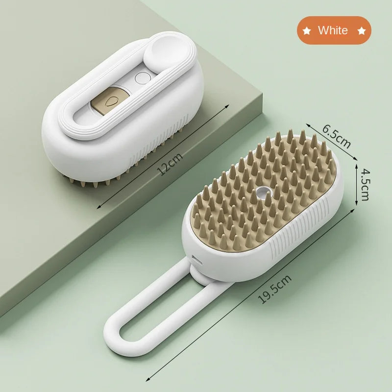 Steamy Dog Brush Electric Spray Cat Hair Brush 3 in1 Dog Steamer Brush.