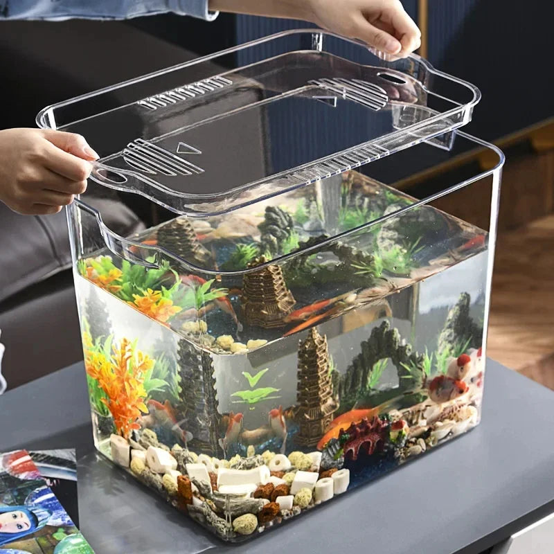 Betta Ecological Fish Tank Home Aquarium Transparent Living Room Desktop Landscaping.