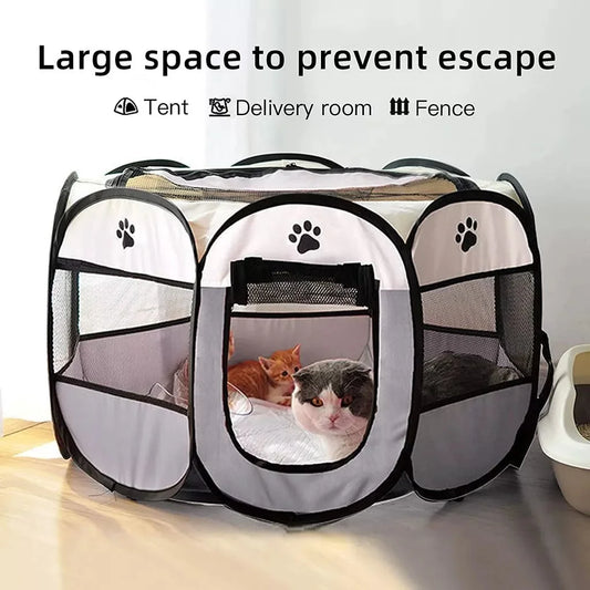 Portable Folding Outdoor Travel Pet Tent Cat/Dog Cage Easy Operation .