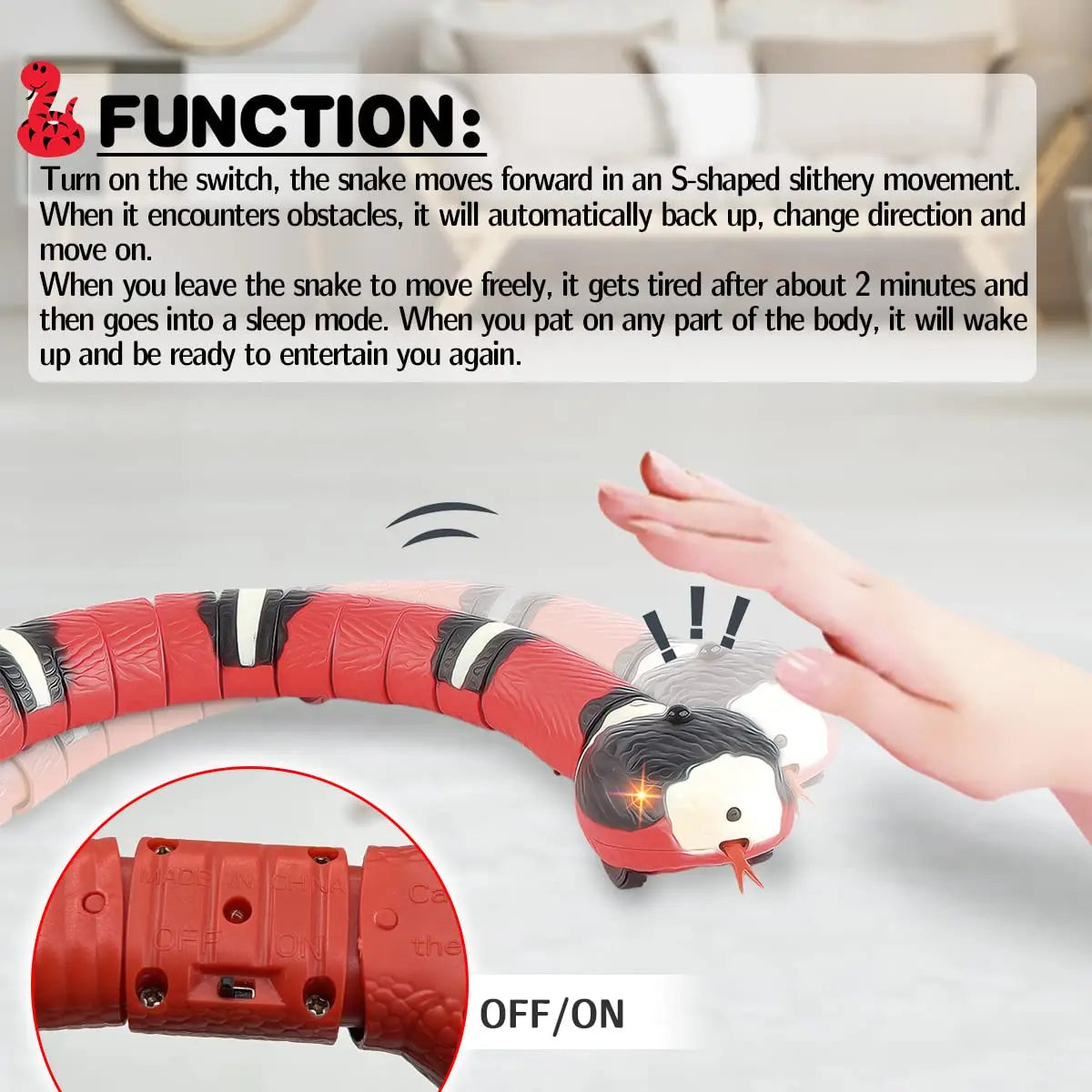 Smart Sensing Interactive Cat Toys Automatic Electronic rechargeable Snake.