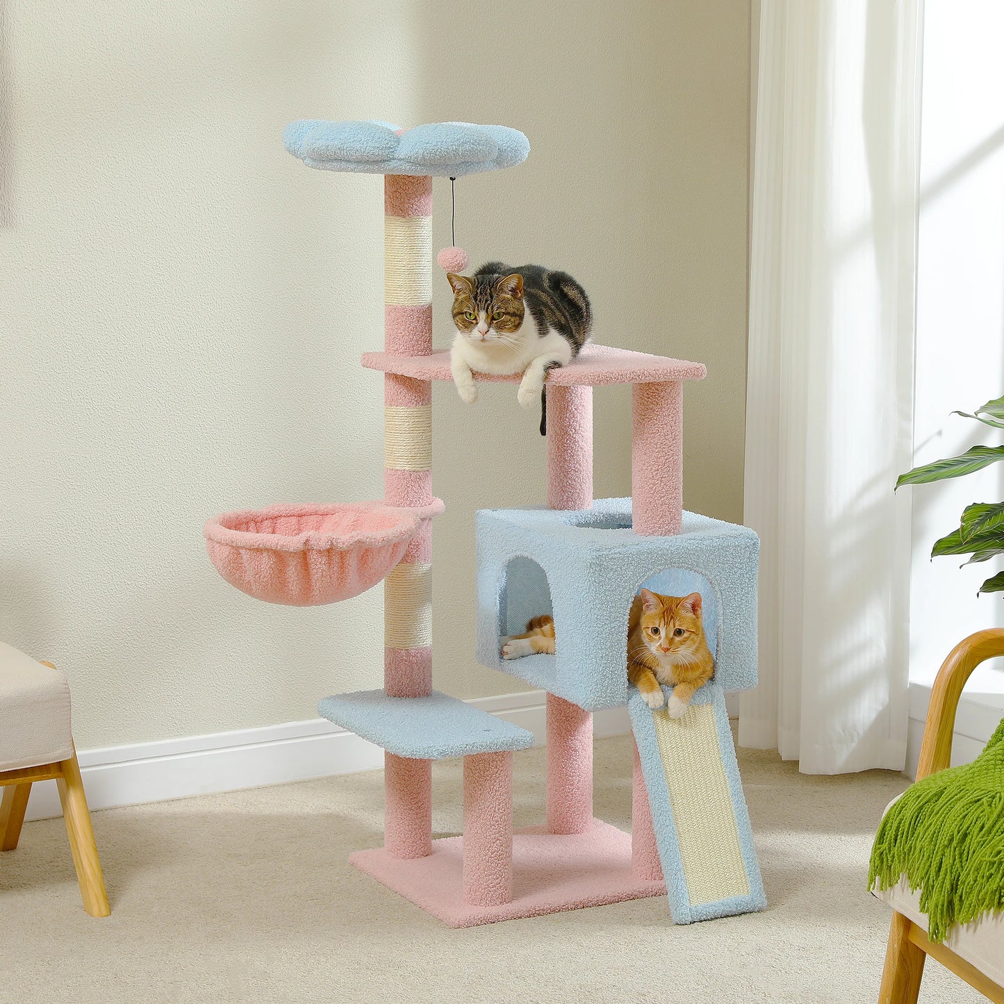 Cat Tree Multi-Level Cat Tower with Sisal Covered Scratching Posts .