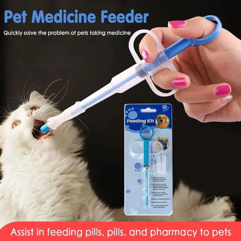 1 Set Pet Medicine Feeder Pills Applicator Cat Dogs Syringe.