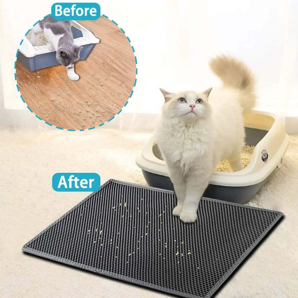 Pet Cat Litter Mat Waterproof Double Layer EVA Foldable Cat Litter Trapping Pet Carpet .