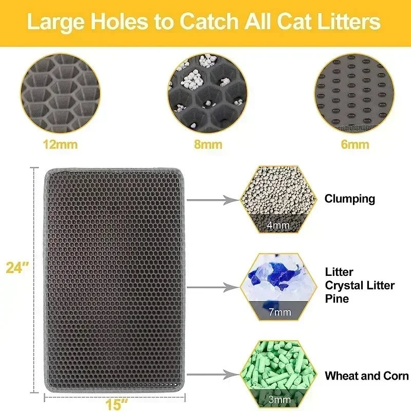 cat accessories Double-layer  Non-slip big Cat Litter Mat Pet Litter Box Filter.