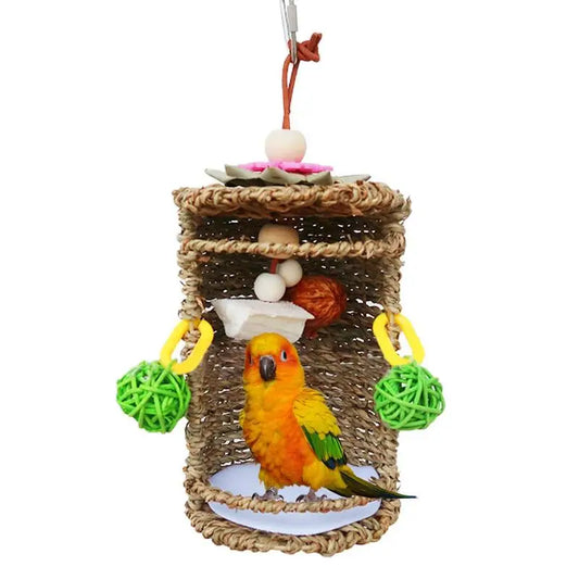 Bird Nest Breathable Seagrass Bird House Hang Swing Nest Toy For Small Birds Conures