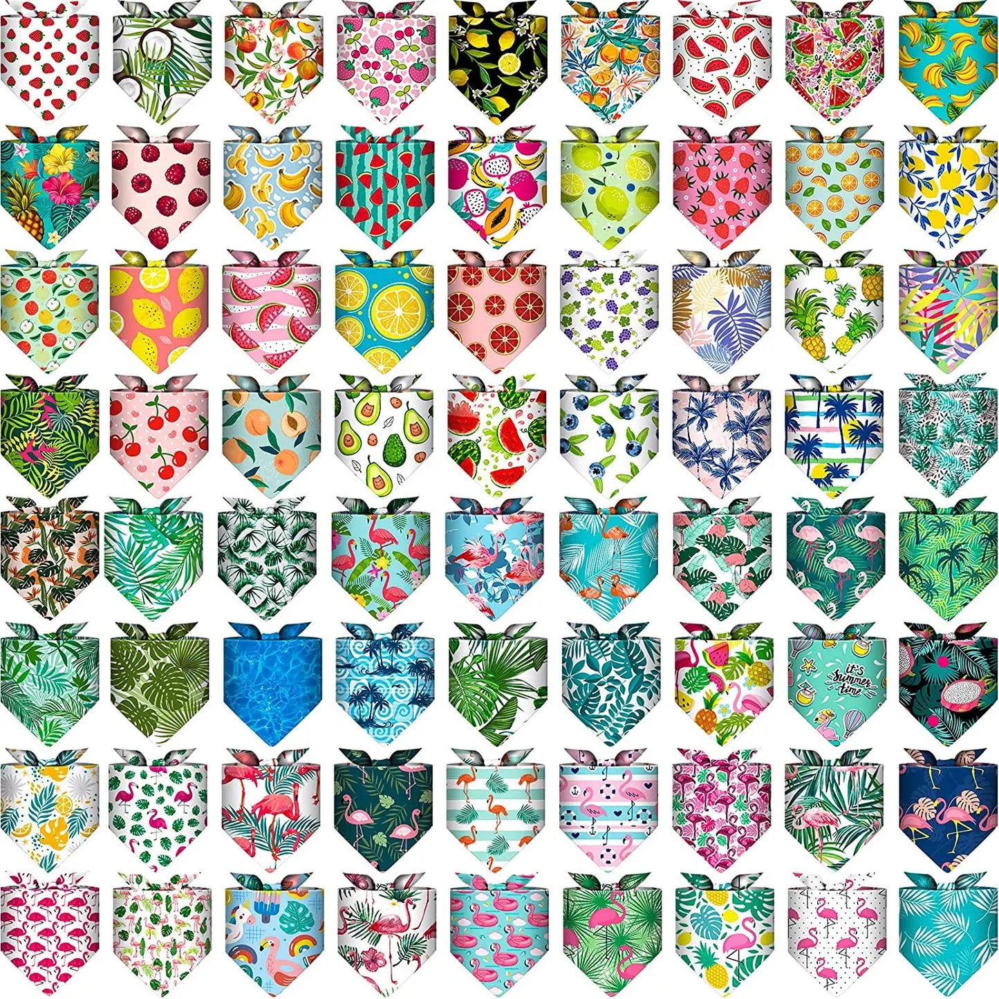 30Pack Spring  Floral And Summer Fruit Cute Dog Bandanas