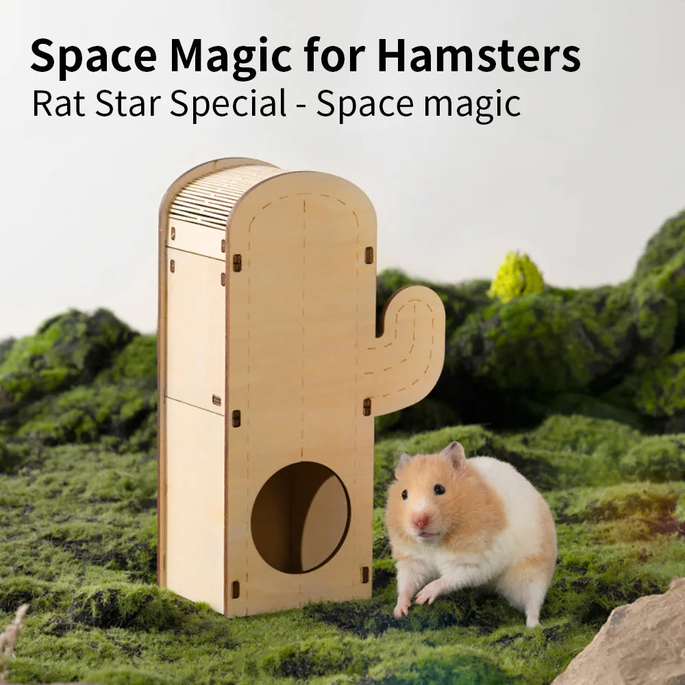 Small Pets Climbing Shelter Toys Rodents Hideout Wooden Nest.