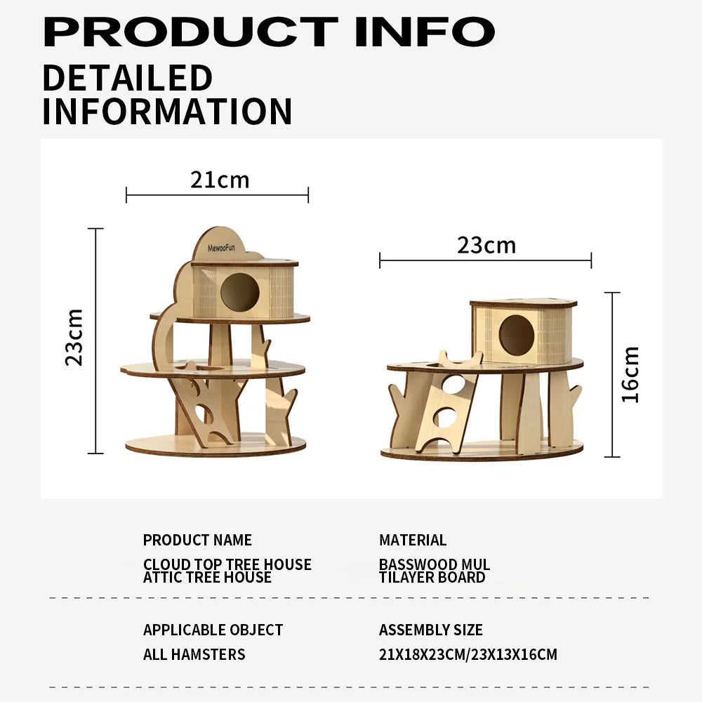 Hamster Cage Guinea Pig Tree House Climbing Shelter Toy Rodents Hideout'