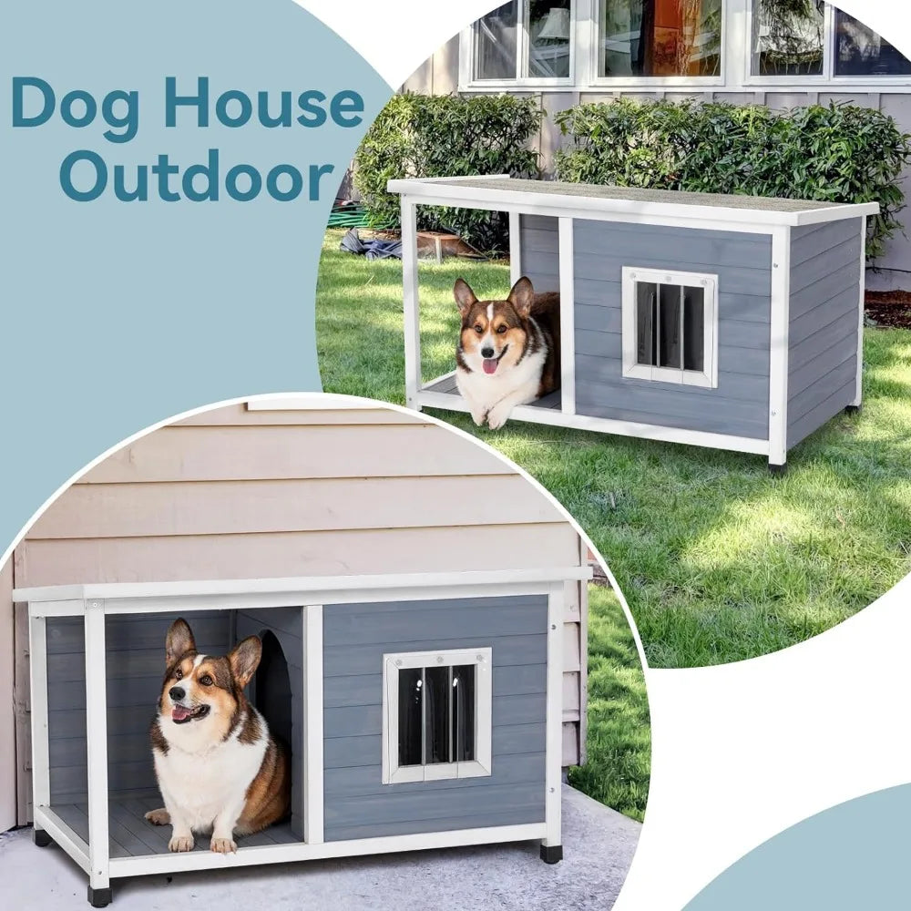 Dog House Outdoor with Porch and Window,r Medium Small Dogs, Durable.