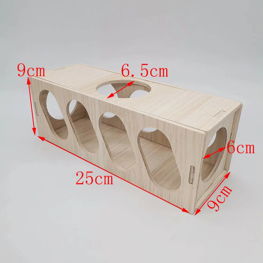 Multipurpose Wooden Hamster Toys Tunnel Escape Toy Hamster Hide House -