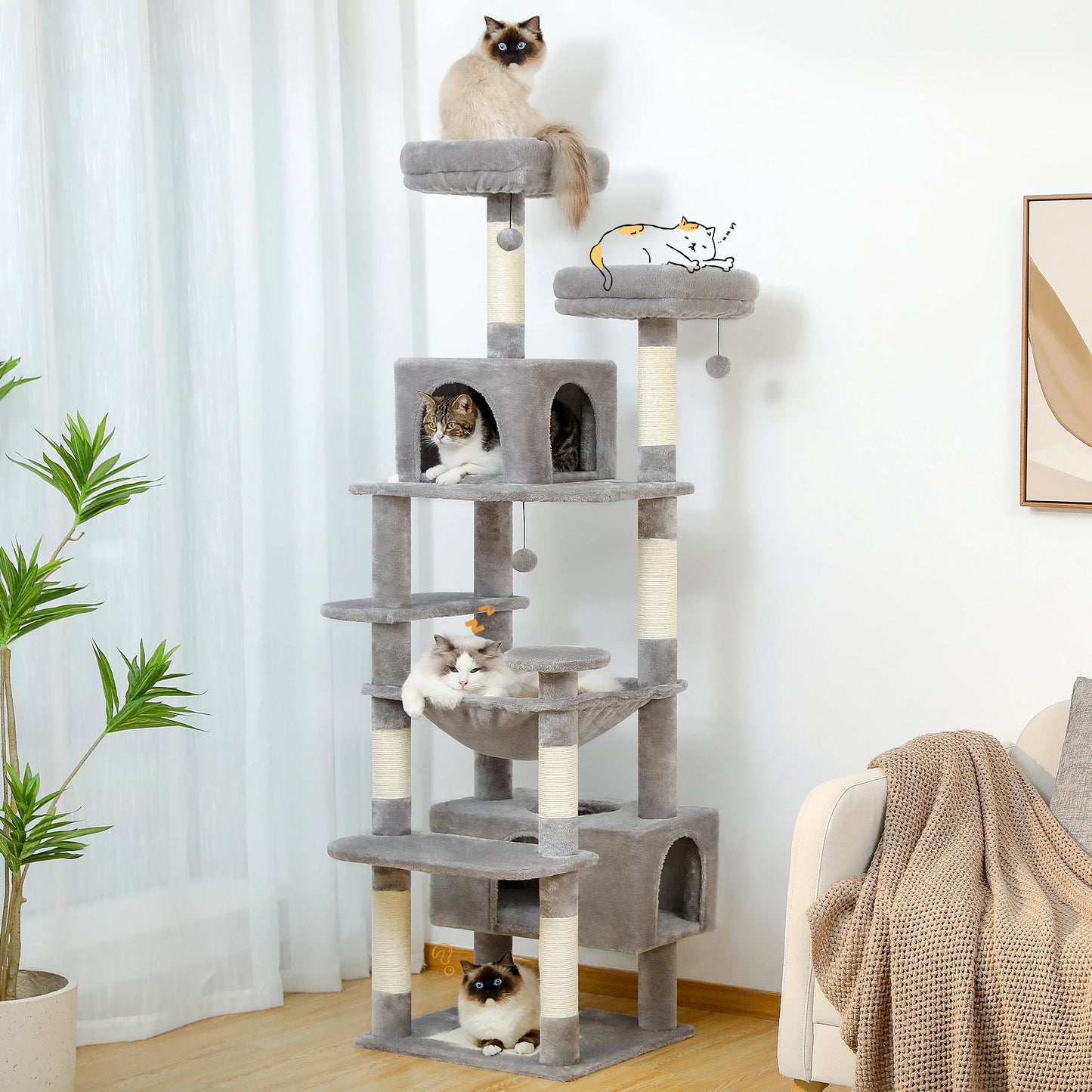 184cm Large Cat Tree and Tower for Indoor Cats.