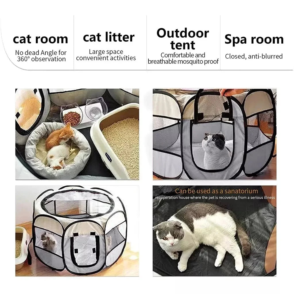 Portable Folding Outdoor Travel Pet Tent Cat/Dog Cage Easy Operation .