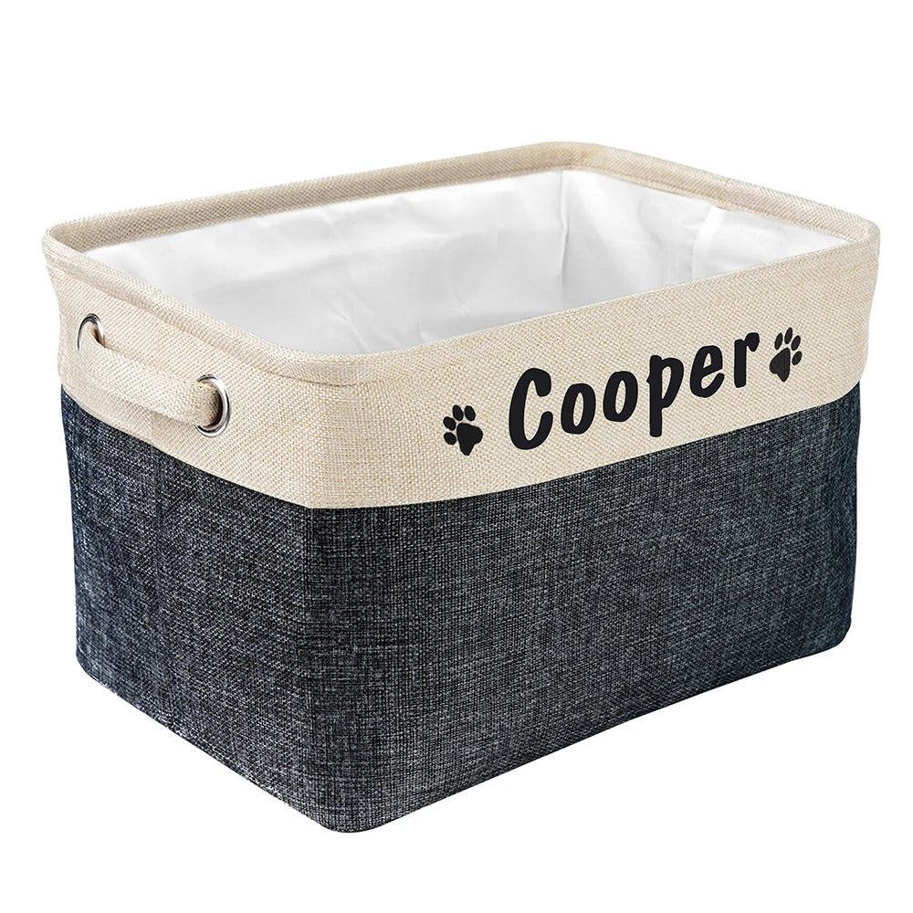 Personalized Pet Dog Toy Storage Basket Dog Canvas Bag Foldable Pet Toys Linen Storage Box Bins Dog Accessories Pet Supplies