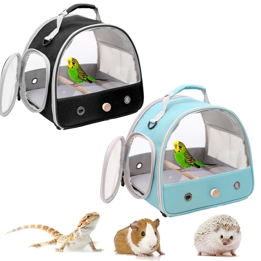 Portable Clear Transport Cage Breathable Bird Carrier Travel Bag.