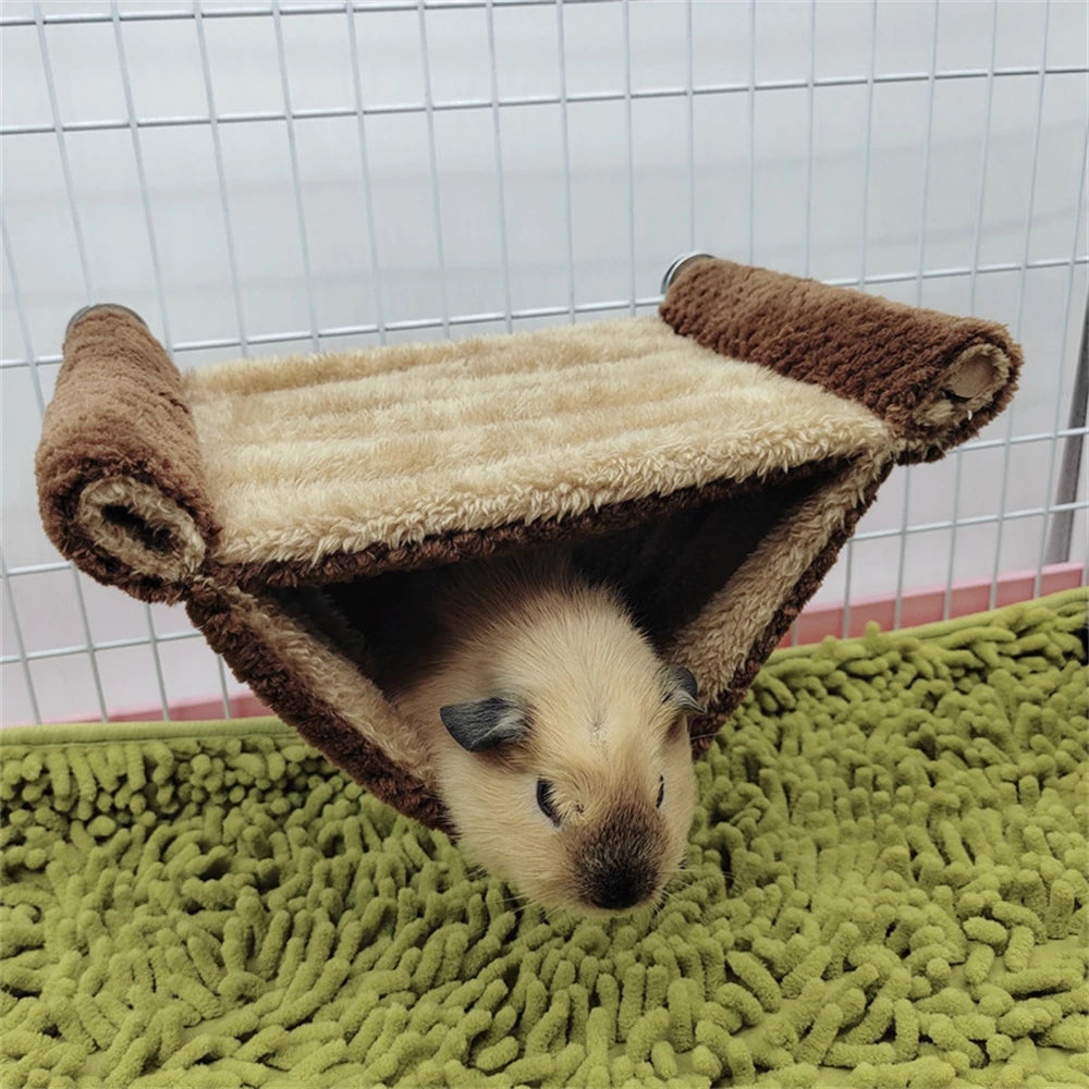 Soft Tricken Plush Hamster Hanging Hammock Cotton Sleeping Bed Hut Tent.