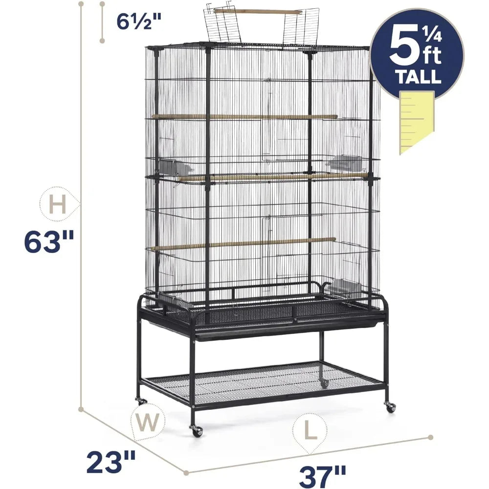 Love Bird Cages for Birds Black Aves Playtop Flight Bird Cage With Stand