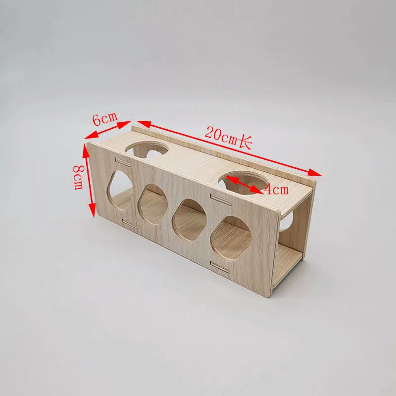 Multipurpose Wooden Hamster Toys Tunnel Escape Toy Hamster Hide House -