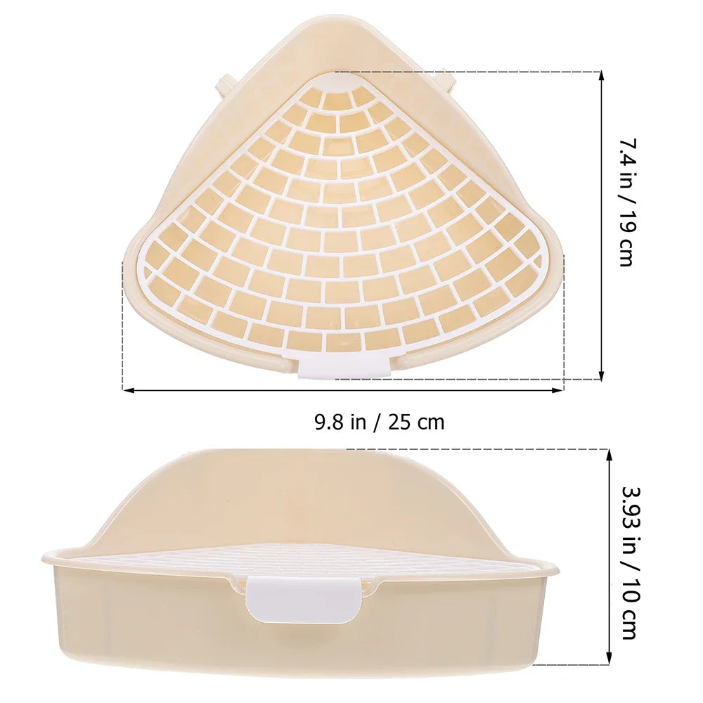 Triangle Potty Rabbit Toilet Pet Litter Box Plastic Corner also for Small Animals.