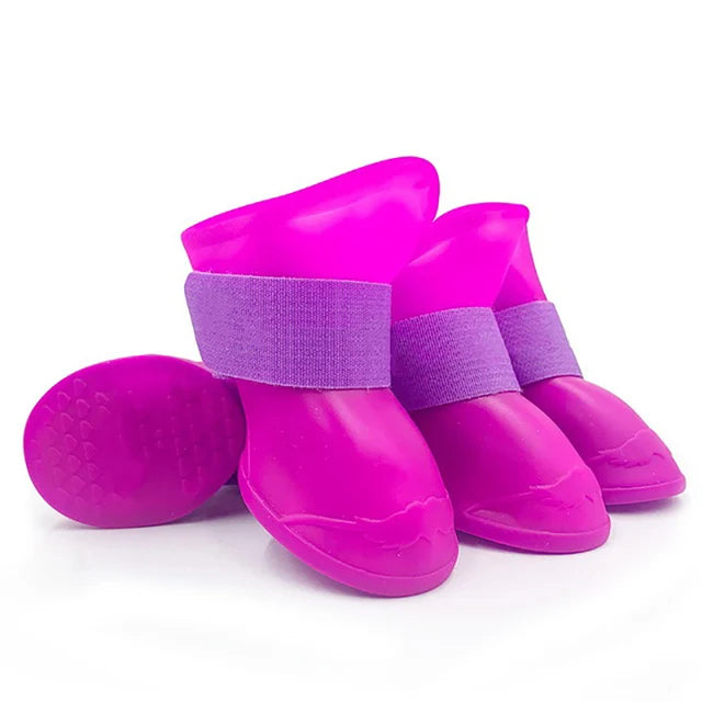 4Pcs Pet WaterProof Rainshoe Anti-slip Rubber Boot For Small Medium Large Dogs