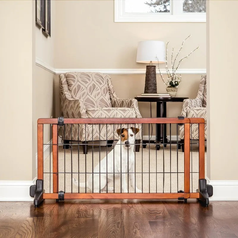 Extra Tall Wide Adjustable Freestanding Pet Gate, Premium Wood