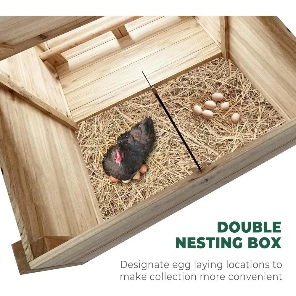 57.6'' Wooden Chicken Coop Hen House with 2 Nesting Box, Poultry Cage.