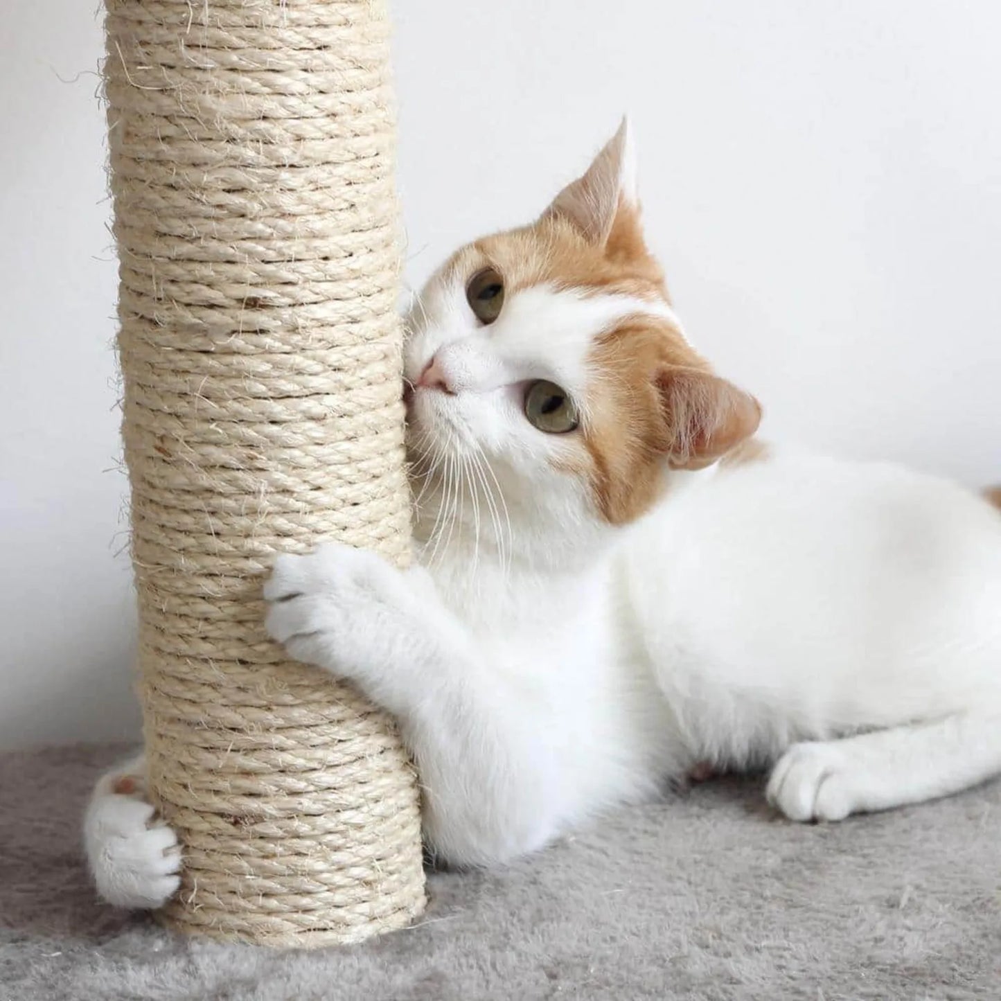 US Tan and Cream 3 Pole Cat Scratching Post with Perch