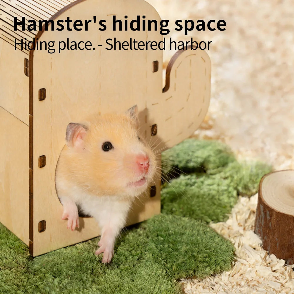 Small Pets Climbing Shelter Toys Rodents Hideout Wooden Nest.