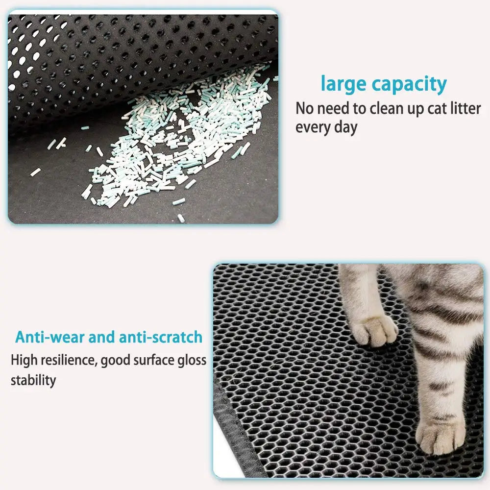 Pet Cat Litter Mat Waterproof Double Layer EVA Foldable Cat Litter Trapping Pet Carpet .